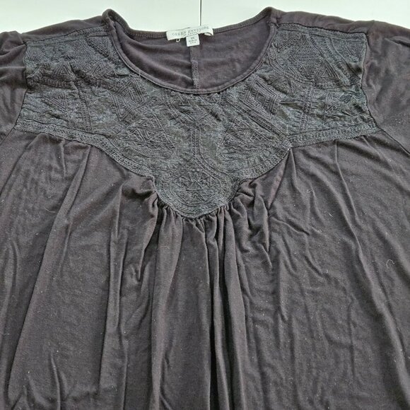 Green Envelope Top Womens 3X Black SS Lace Flowy Stretch USA Whimsigoth Cottage - Picture 9 of 13